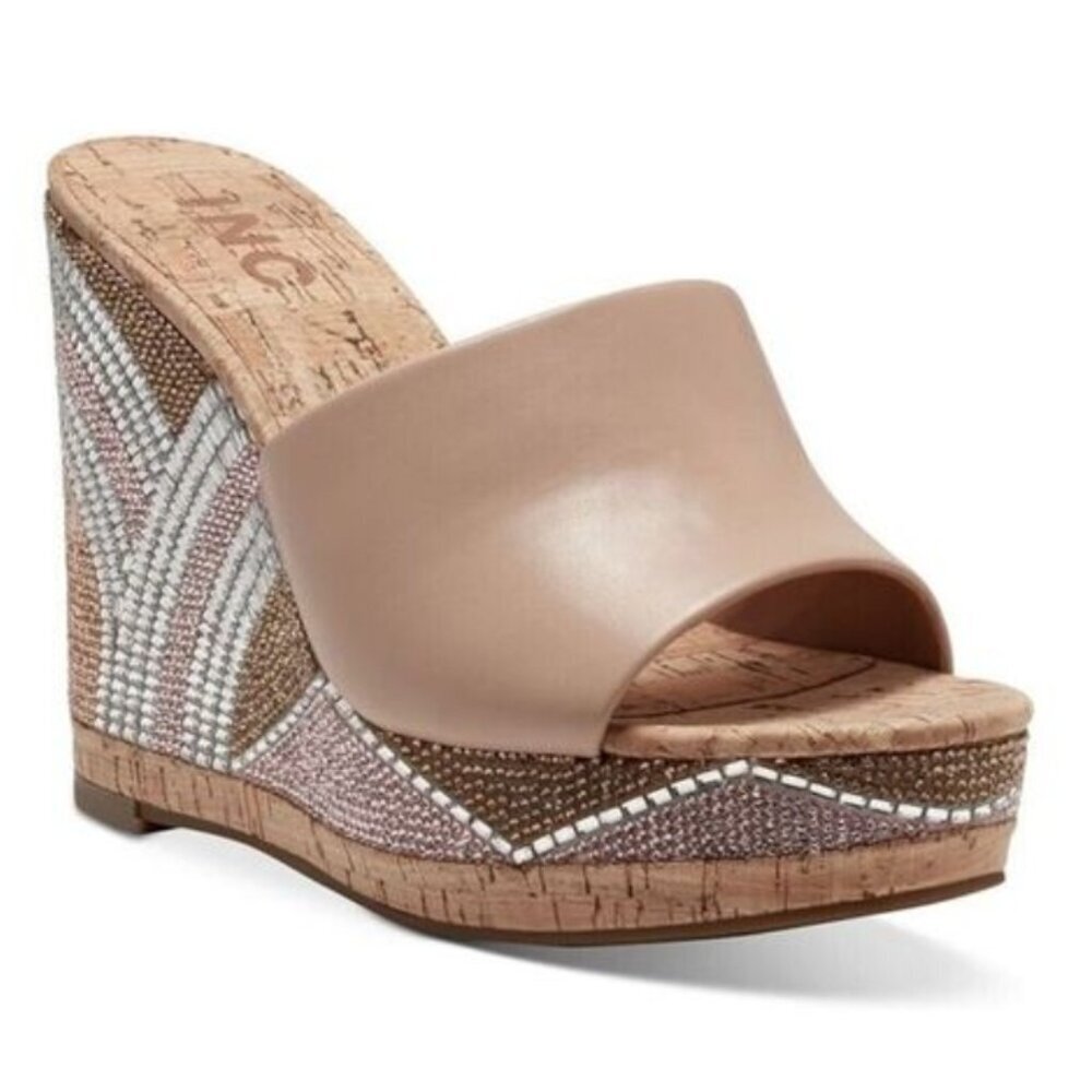 Title INC Cadiep Blush Pink Embellished Wedge Sandals 9.5